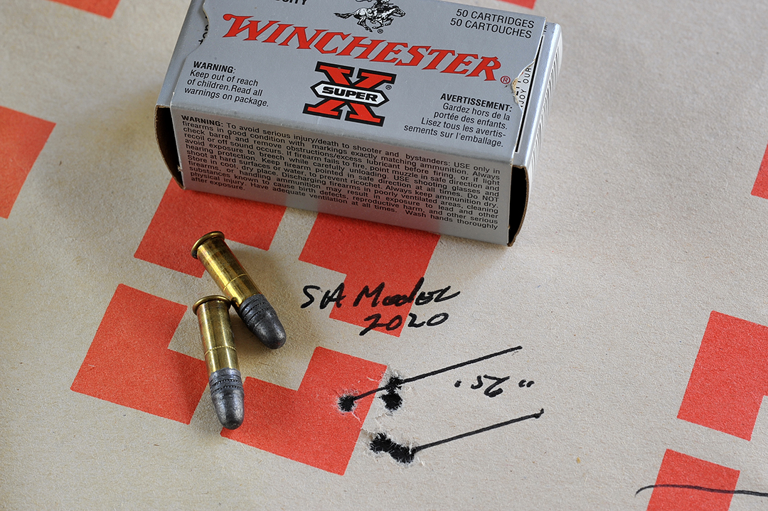 With Winchester’s famed Target rimfire long rifle ammunition, half-inch groups were no problem at 50 yards.